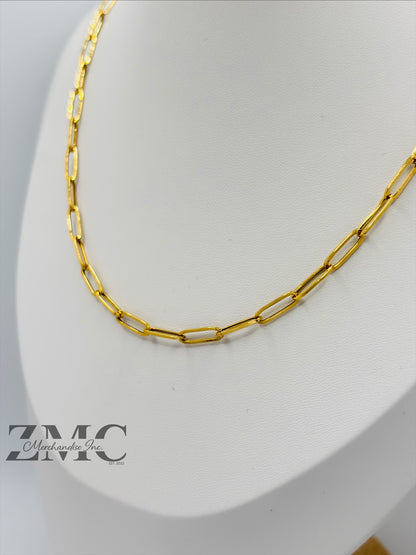 18K Gold Paperclip Chain 10 mm Link