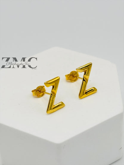 18K Gold Z Earrings