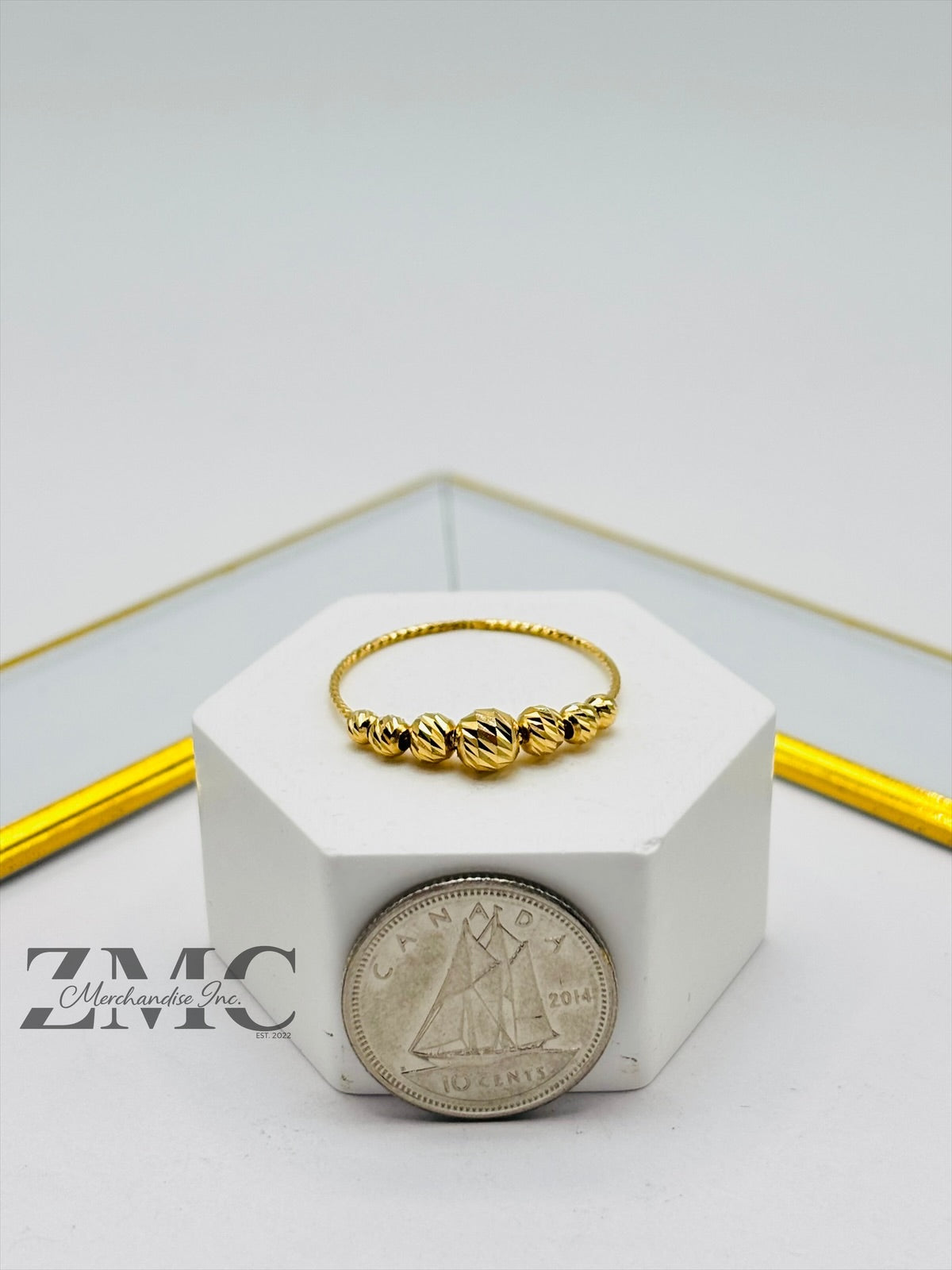 18K Gold Diamond Cut Ball Ring