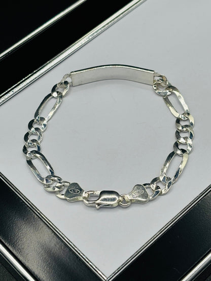 S925 Silver name Figaro Bracelet