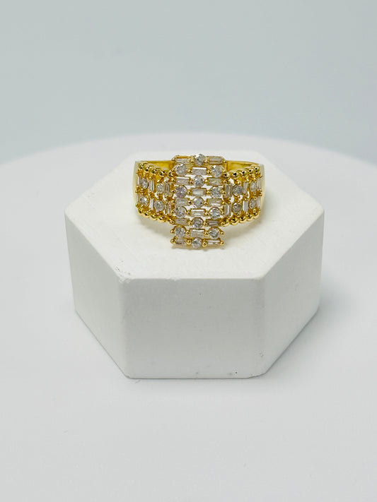 K18 Japan Power Ring with 1.00 carat of Natural Diamonds YG