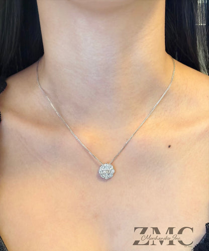 18K White Gold Circle Necklace