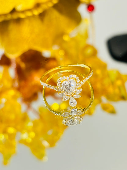 18K Gold Heart Moissanite Diamond Ring