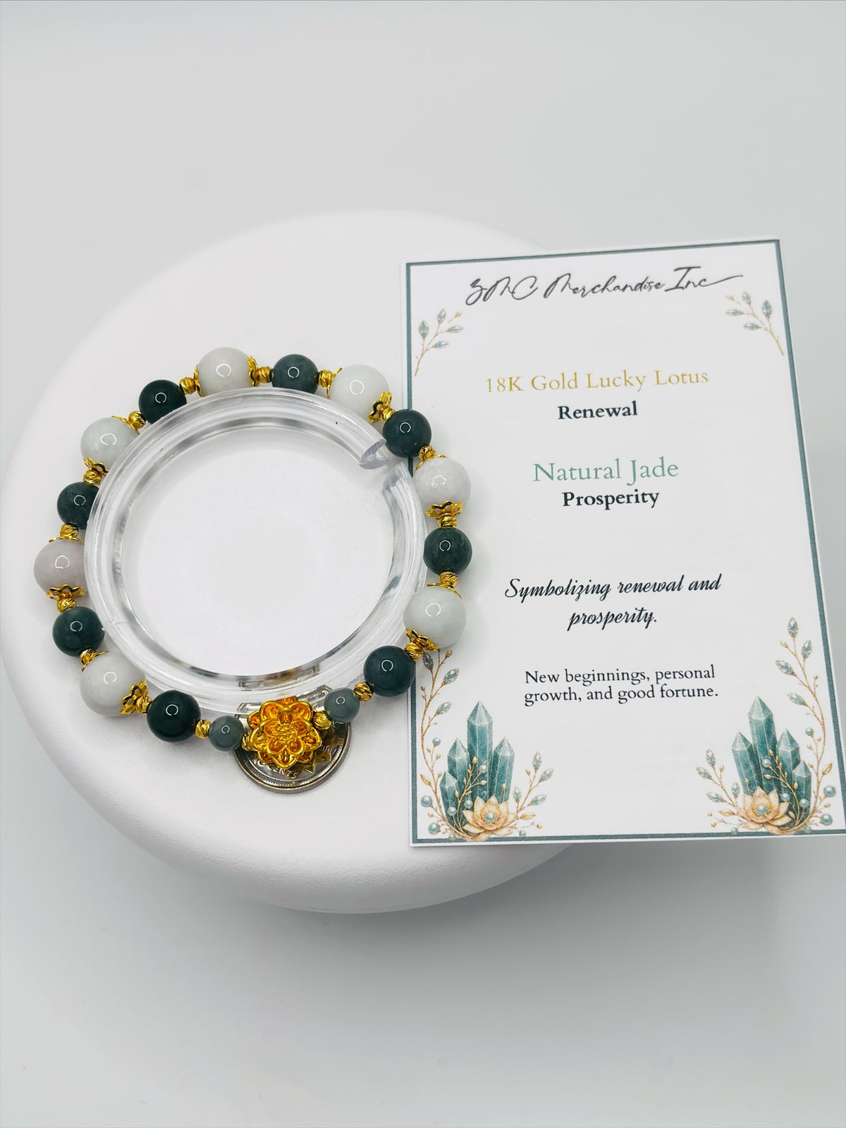18K Gold Lucky Lotus Jadeite Bracelet ( Hollow Empty Inside)