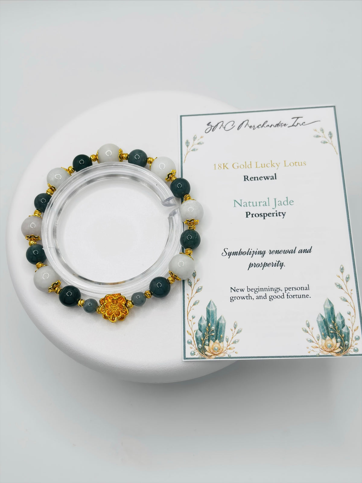 18K Gold Lucky Lotus Jadeite Bracelet ( Hollow Empty Inside)