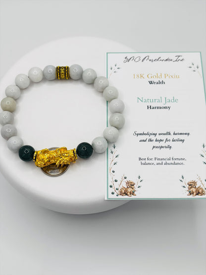 18K Gold Lucky Piyao/ Pi Xiu  Jade Bracelet ( Hollow Empty Inside) EXTRA LARGE PIYAO