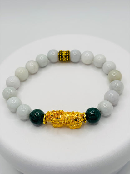 18K Gold Lucky Piyao/ Pi Xiu  Jade Bracelet ( Hollow Empty Inside) EXTRA LARGE PIYAO