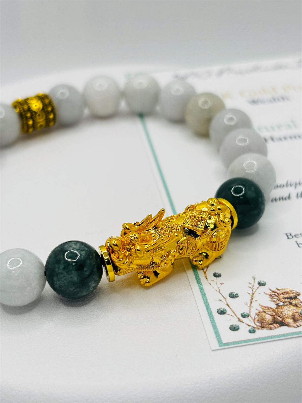 18K Gold Lucky Piyao/ Pi Xiu  Jade Bracelet ( Hollow Empty Inside) EXTRA LARGE PIYAO