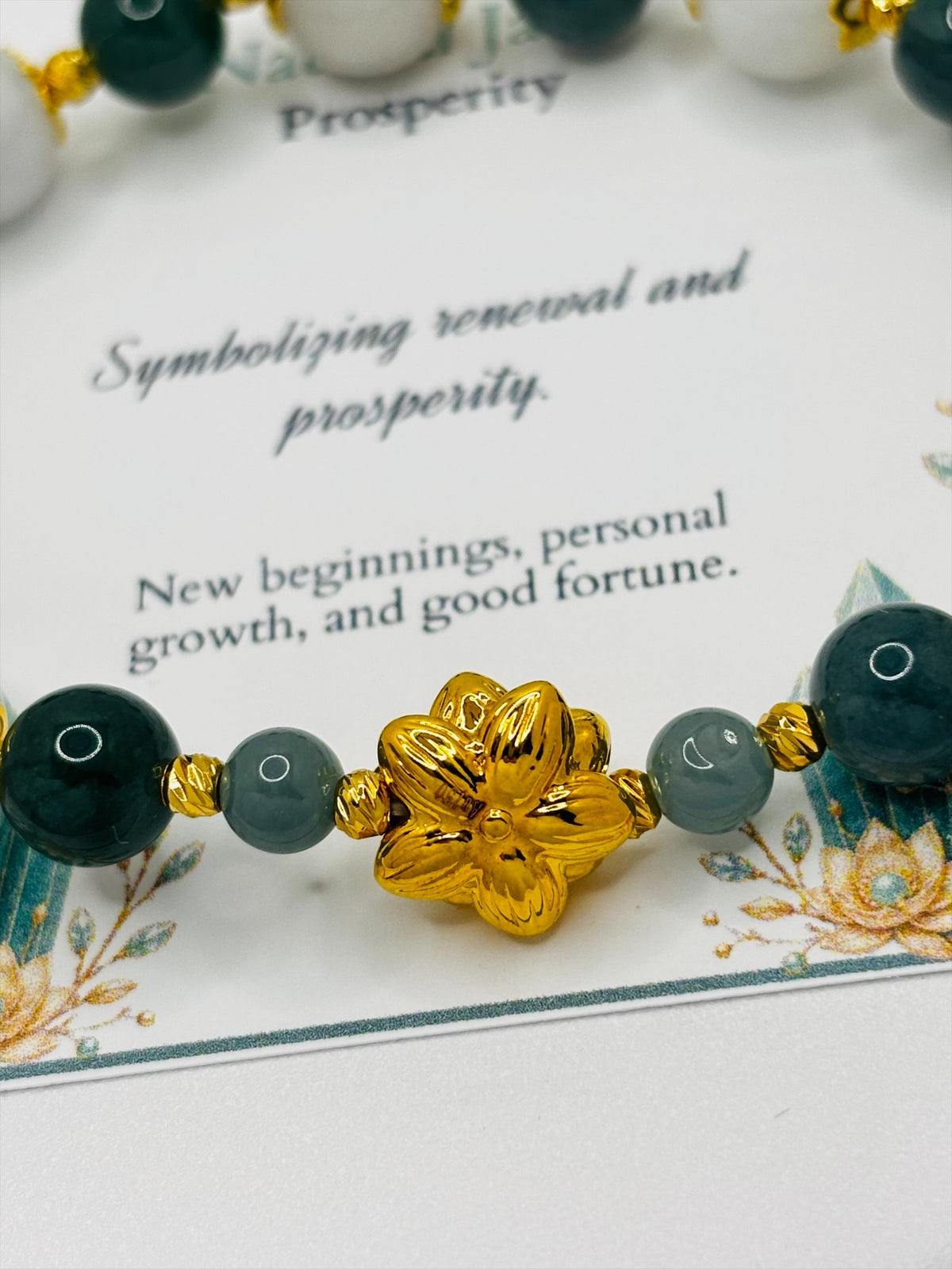 18K Gold Lucky Lotus Jadeite Bracelet ( Hollow Empty Inside)