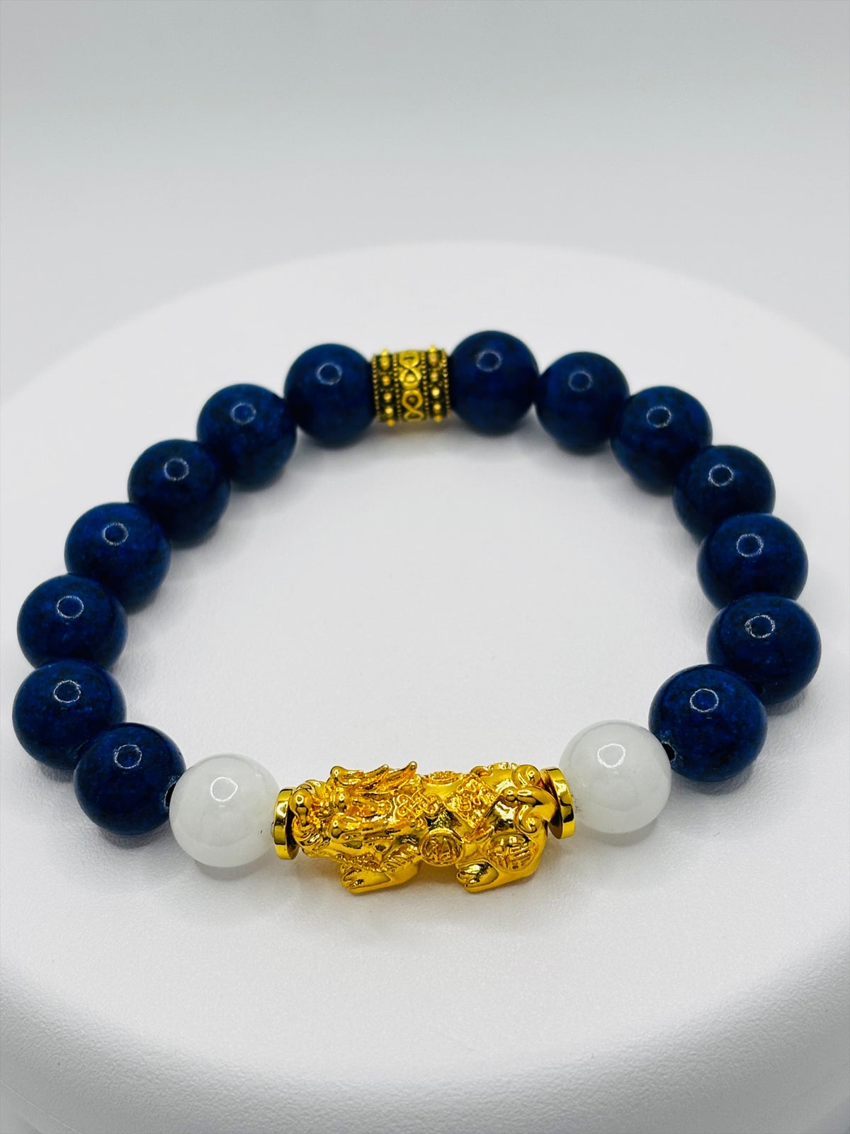 18K Gold Lucky Piyao/ Pi Xiu  Lapis Lazuli Jade Bracelet ( Hollow Empty Inside) EXTRA LARGE PIYAO