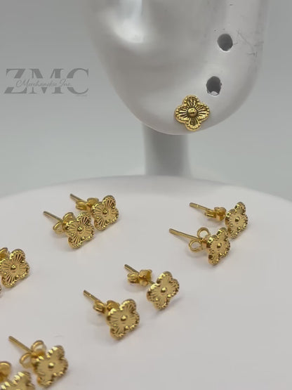 18K Gold Clover Kids Earrings