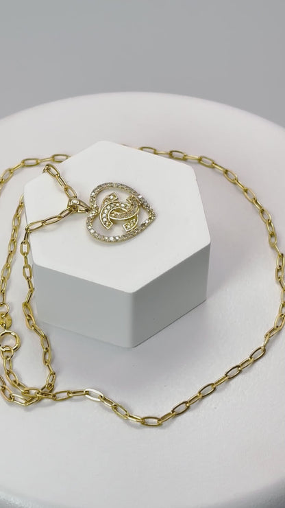 18K Gold Heart Natural Diamond Necklace