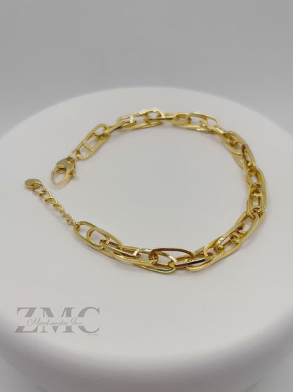 18K Gold Multi Paperclip Bracelet