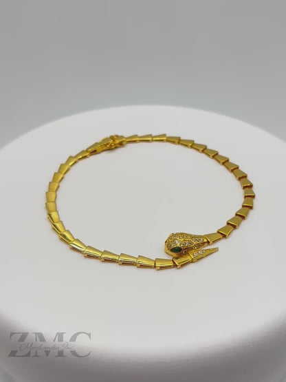 18K Gold Serpentine Triple Lock Bracelet