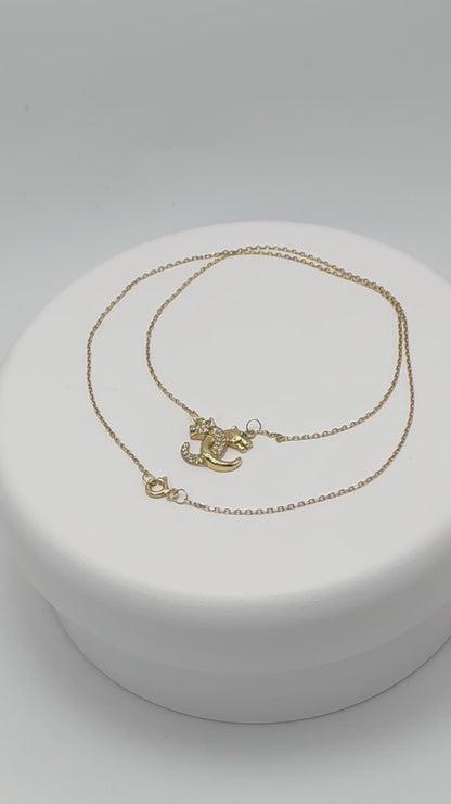 18K Gold Attached Panther Necklace