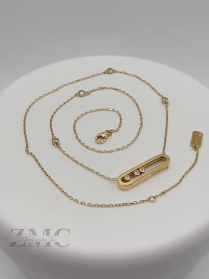 18K Gold Attached Stone Necklace with Stone