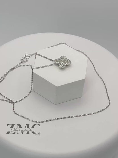 K18 Japan Clover 0.50ct Natural Diamond Pendant with 18K Gold Necklace