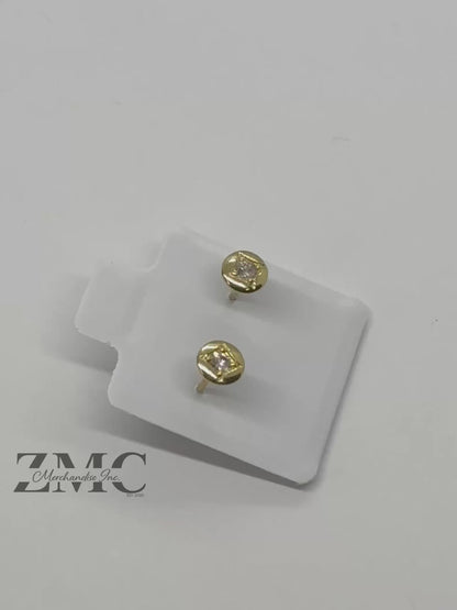 K18 Japan Gold Circle Natural Diamond Earrings 0.20ct