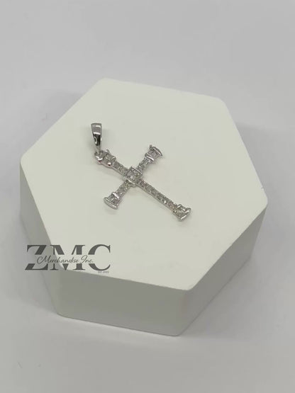 K18 Japan White Gold Cross Pendant 0.15 carat Natural Diamond