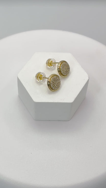 K18 Japan Gold Round Natural Diamond Earrings 0.34 carat