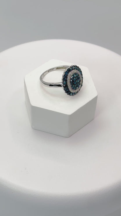 K18 Japan Gold Rare Blue and White Natural Diamond Ring 1.00 carat