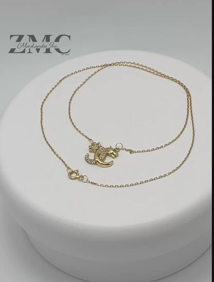 18K Gold Attached Panther Necklace