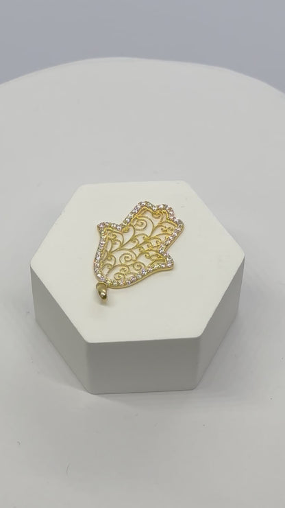 18K Gold Hamsa Moissanite Diamond Pendant