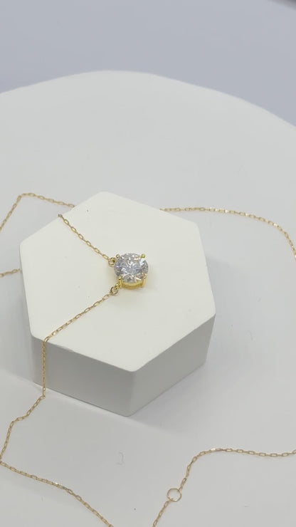 18K Gold with Moissanite Diamond Attached Necklace