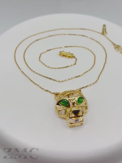 18K Gold Attached Big Panther Necklace