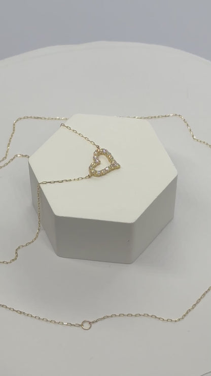 18K Gold Natural Diamond Heart Attached Necklace 0.158ct