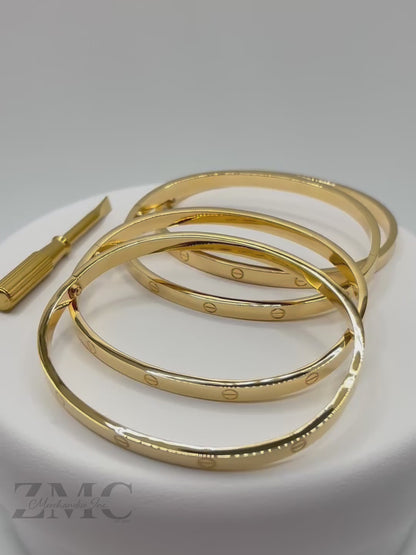 18K Gold Slim Screw Bangle