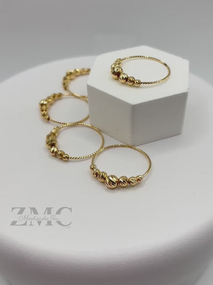 18K Gold Diamond Cut Ball Ring