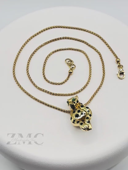 18K Gold Hanging Panther Necklace