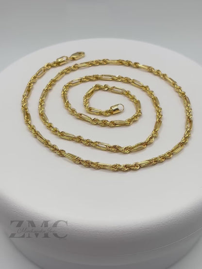 18K Gold Rope/Bar Chain