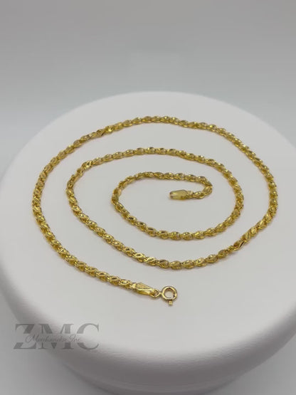 18K Gold Slim Damascus Chain
