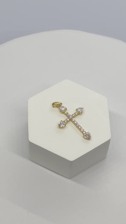 18K Gold Moissanite Diamond Cross Pendant