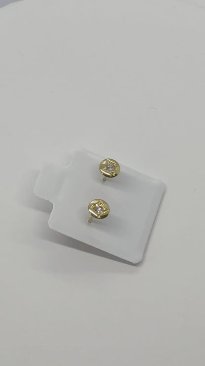 K18 Japan Gold Circle Natural Diamond Earrings 0.20ct