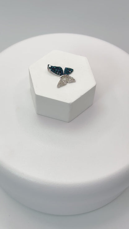 K18 White Gold Butterfly 0.50ct Natural Blue/White Diamonds Necklace
