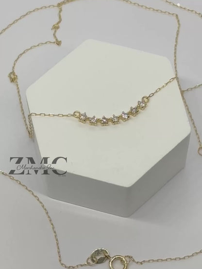 18K Gold Attached 7 Stone Necklace 0.168 carat Natural Diamond