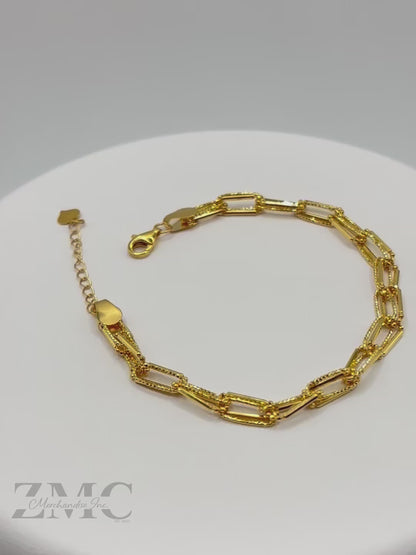 18K Gold Double Paperclip Bracelet