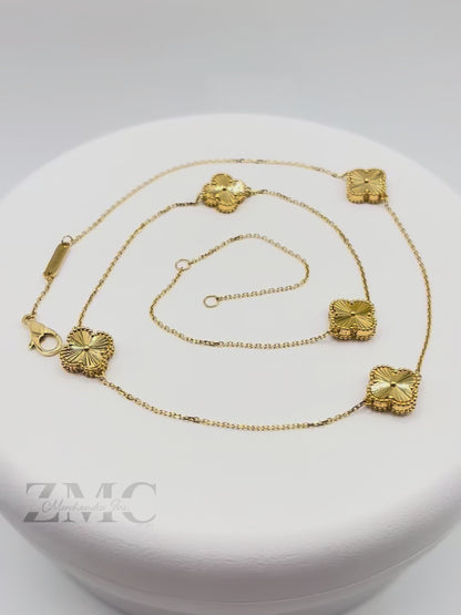 18K Gold 5 Clover Necklace