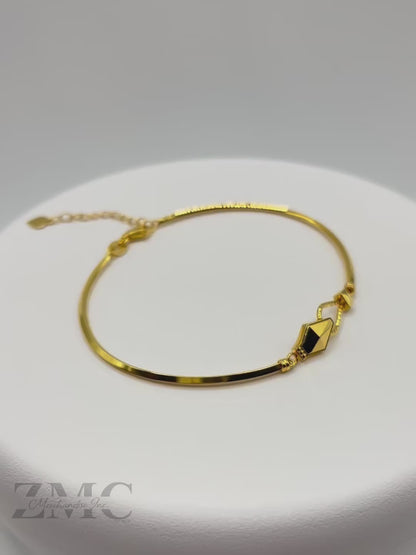 18K Gold Snake Bite Bangle Adjustable