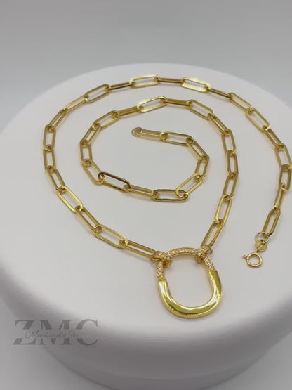 18K Gold Paperclip Interlock Necklace