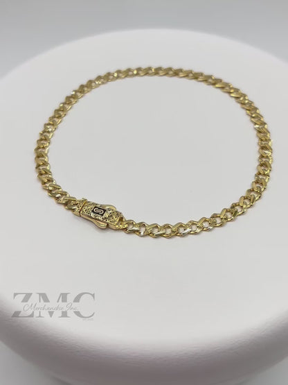 18K Gold M Diamond Cut Bracelet