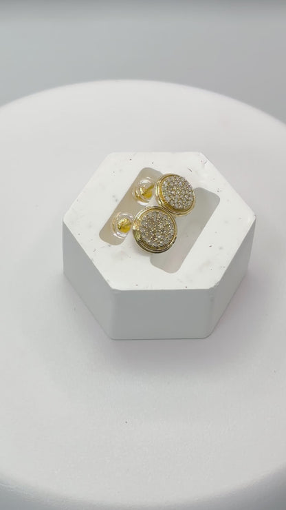 K18 Japan Gold Round Natural Diamond Earrings 0.34 carat