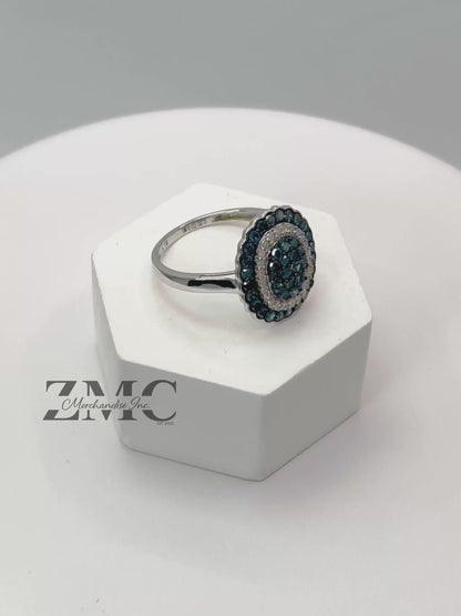 K18 Japan Gold Rare Blue and White Natural Diamond Ring 1.00 carat