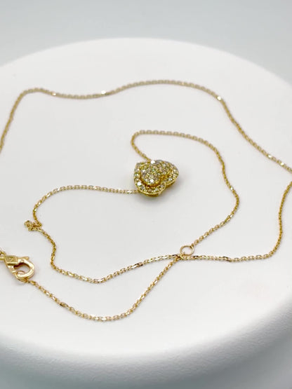 K18 Japan Gold Many Ways Heart Pendant Natural Diamond with 18K Gold Chain