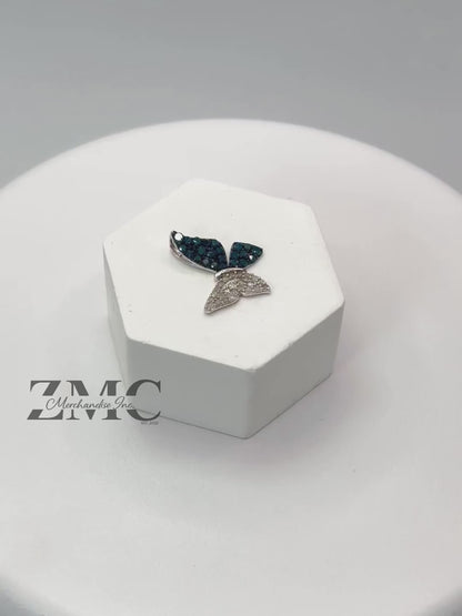 K18 White Gold Butterfly 0.50ct Natural Blue/White Diamonds Necklace