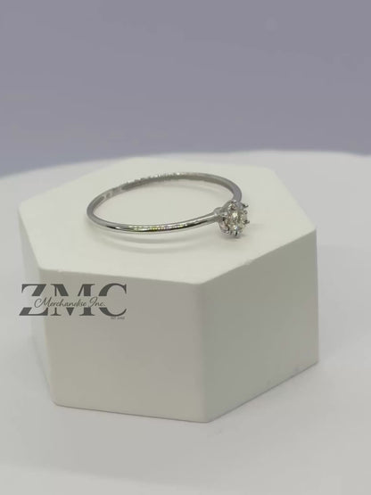 18K White Gold Solitaire Natural Diamond Ring 0.10ct